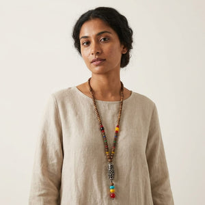 Statement Long Mala Necklace with Tribal Pendant (Boho Style) image 3