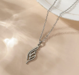 Stainless Steel Script Art Pendant Necklace with Link Chain image 2