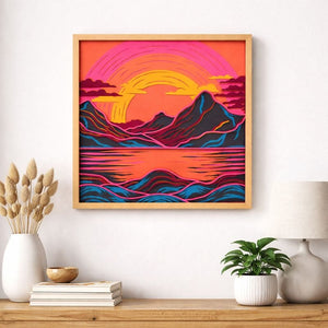 Sunset Horizon 3D Layered Wall Art with Wooden Frame image 0
