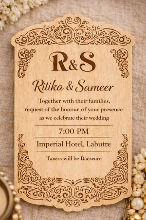 Personalized Wooden Wedding Invitation Card (Pre-Paid Order Only) - Design 6, 100 image