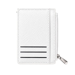 Slim Card Holder Wallet with Zipper Coin Pocket – Compact RFID Style Card Wallet for Women - White image