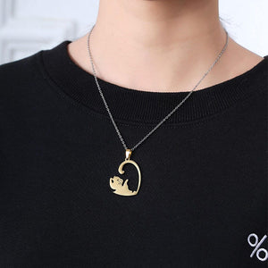 Black & White Cat Couple Necklace Stainless Steel Friendship Pendant Set image 2