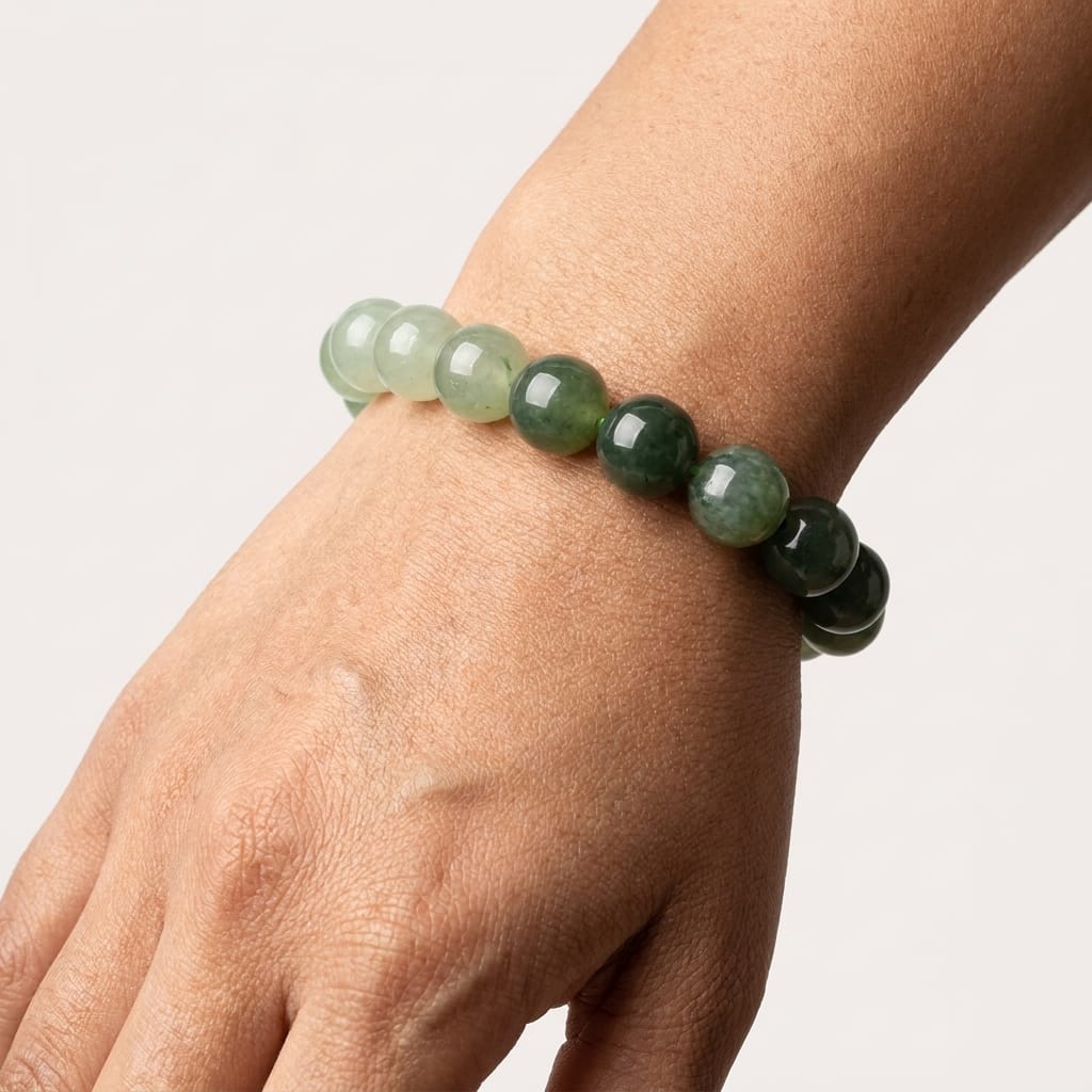 Green Jade Beaded Bracelet – Lucky & Spiritual Stone Jewelry image 1