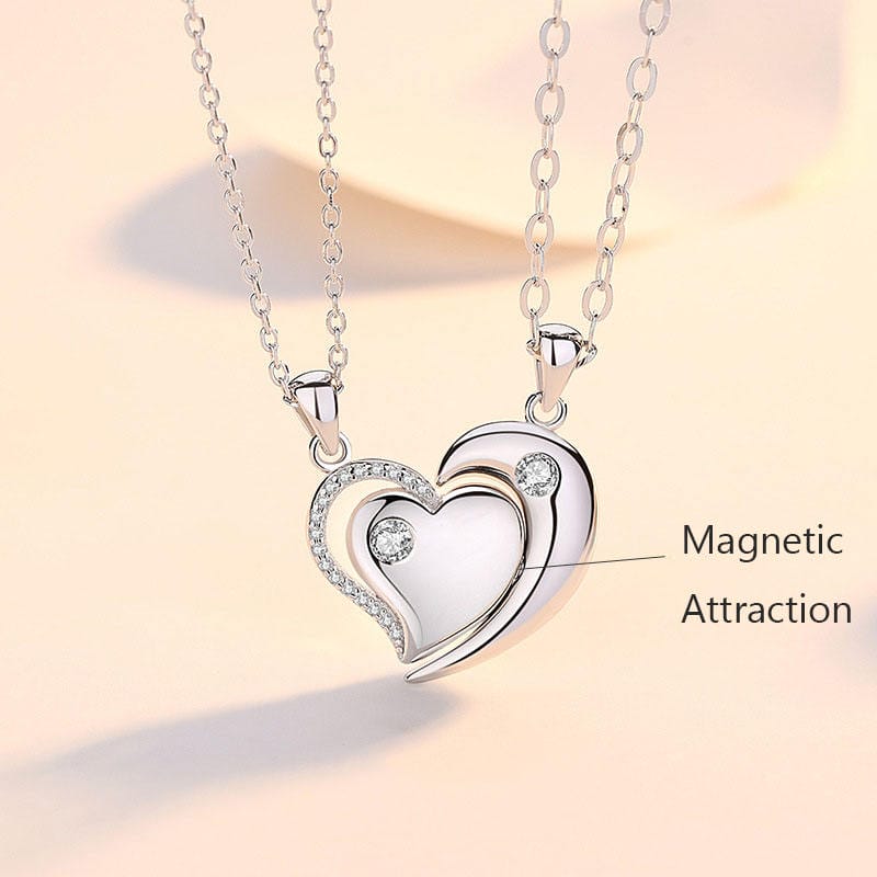 Magnetic Heart Couple Necklace Set Platinum Plated (Set of 2) image 1