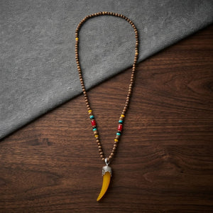 Bohemian Horn Pendant Wooden Bead Necklace for Men & Women image 5
