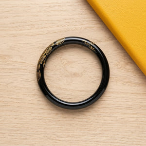 Premium Black Jade Engraved Bangle Bracelet for Women – Elegant Floral Glossy Luxury Kada image 4