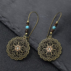 Baroque Boho Retro Antique Bronze Plated Monstera Leaf Waterdrop Earrings image 3