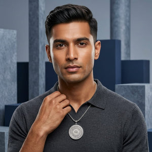 Luxury Ayatul Kursi Round Pendant Necklace β Stainless Steel Islamic Crystal Charm image 2
