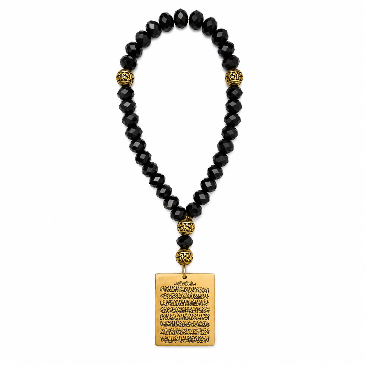 REYLVA Ayatul Kursi & 4 Quls Islamic Car Hanging with Black Beads – product image 2