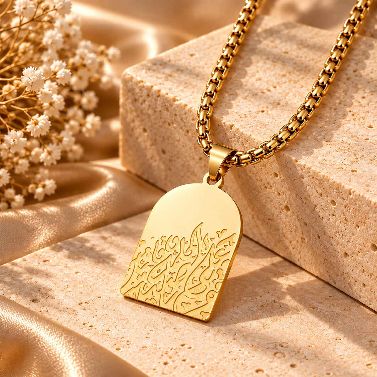 Islamic Arabic Calligraphy Pendant Necklace – Stainless Steel