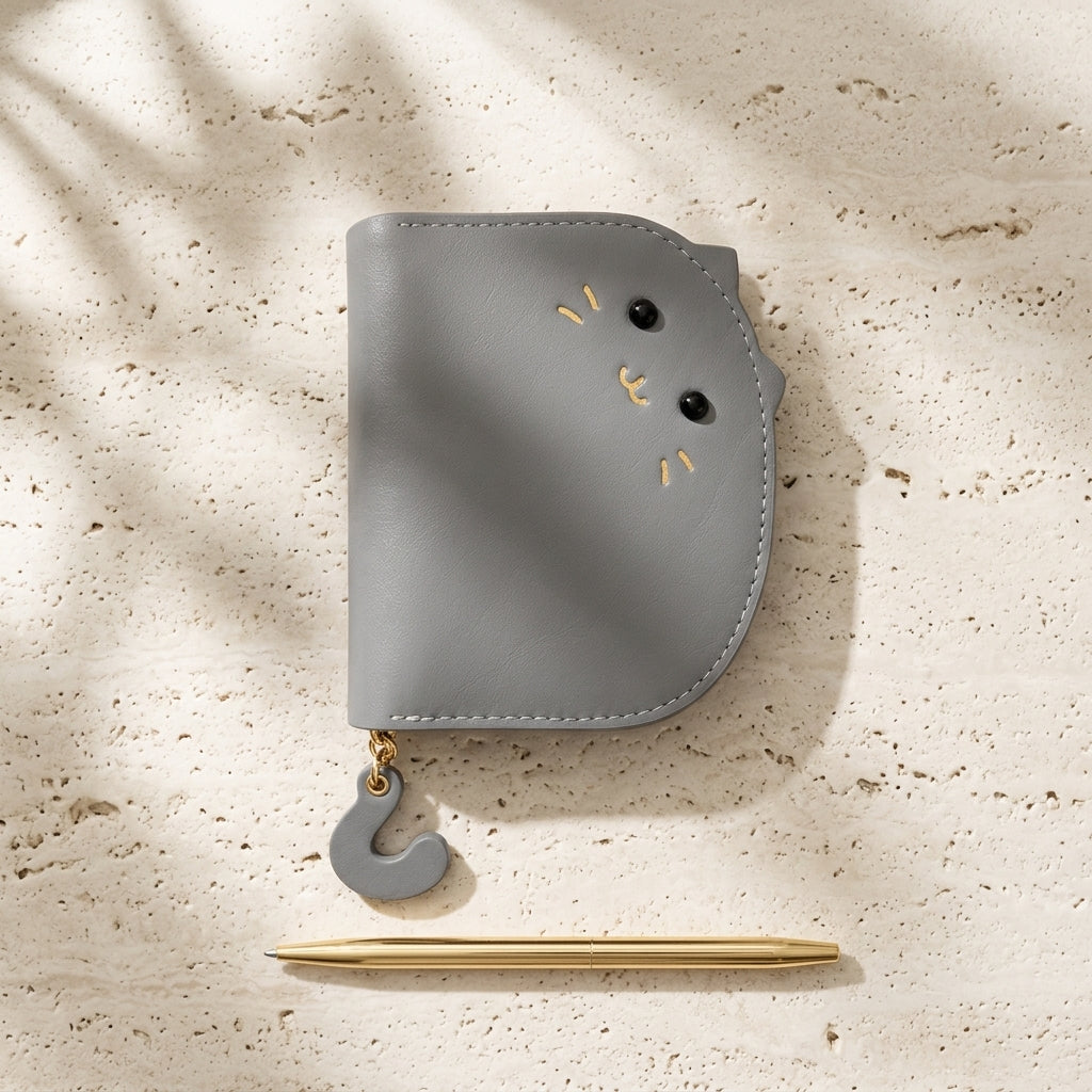 Cute Cat Zip Card Wallet with Coin Pocket – product image 2