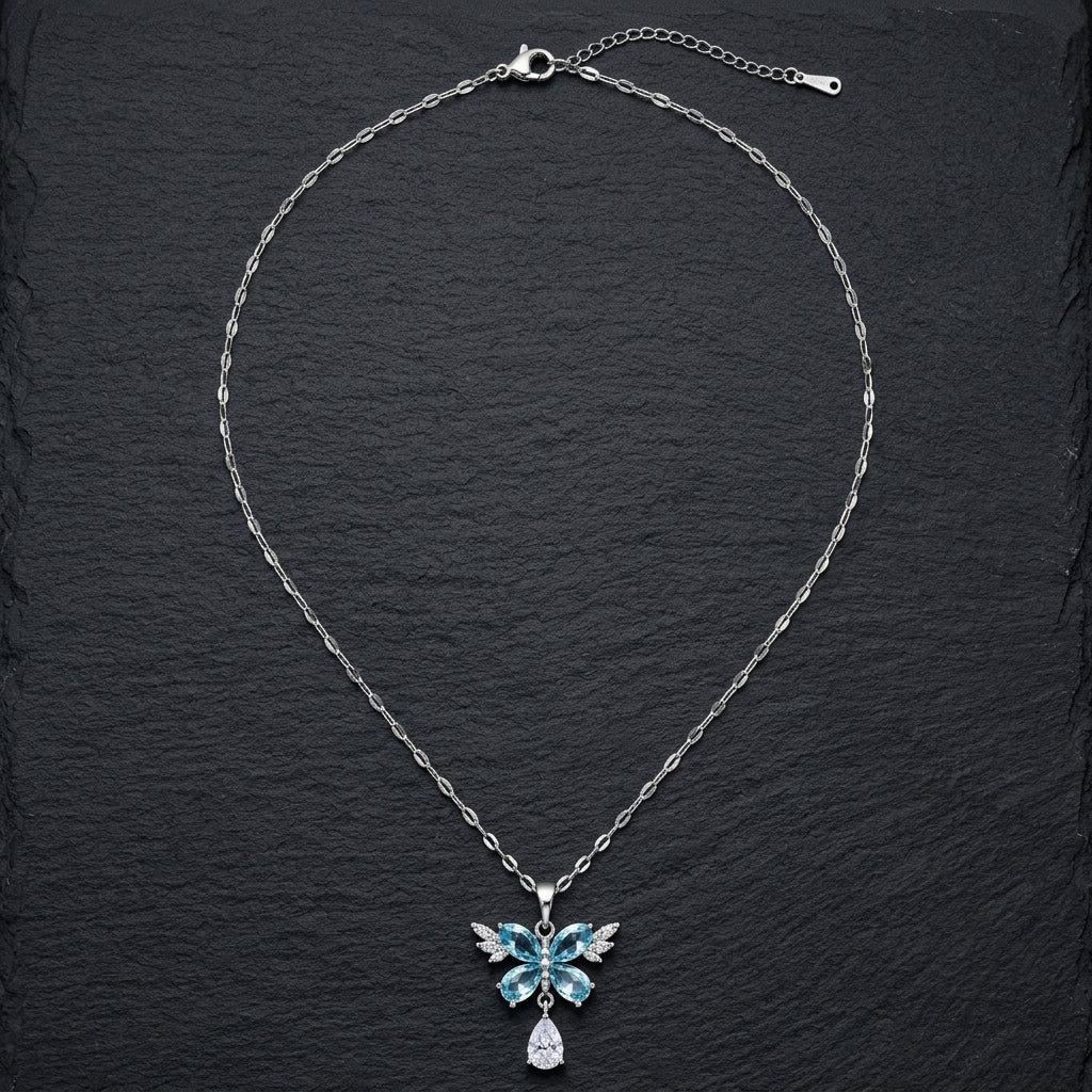 REYLVA Crystal Butterfly Pendant Necklace for Women – product image 2