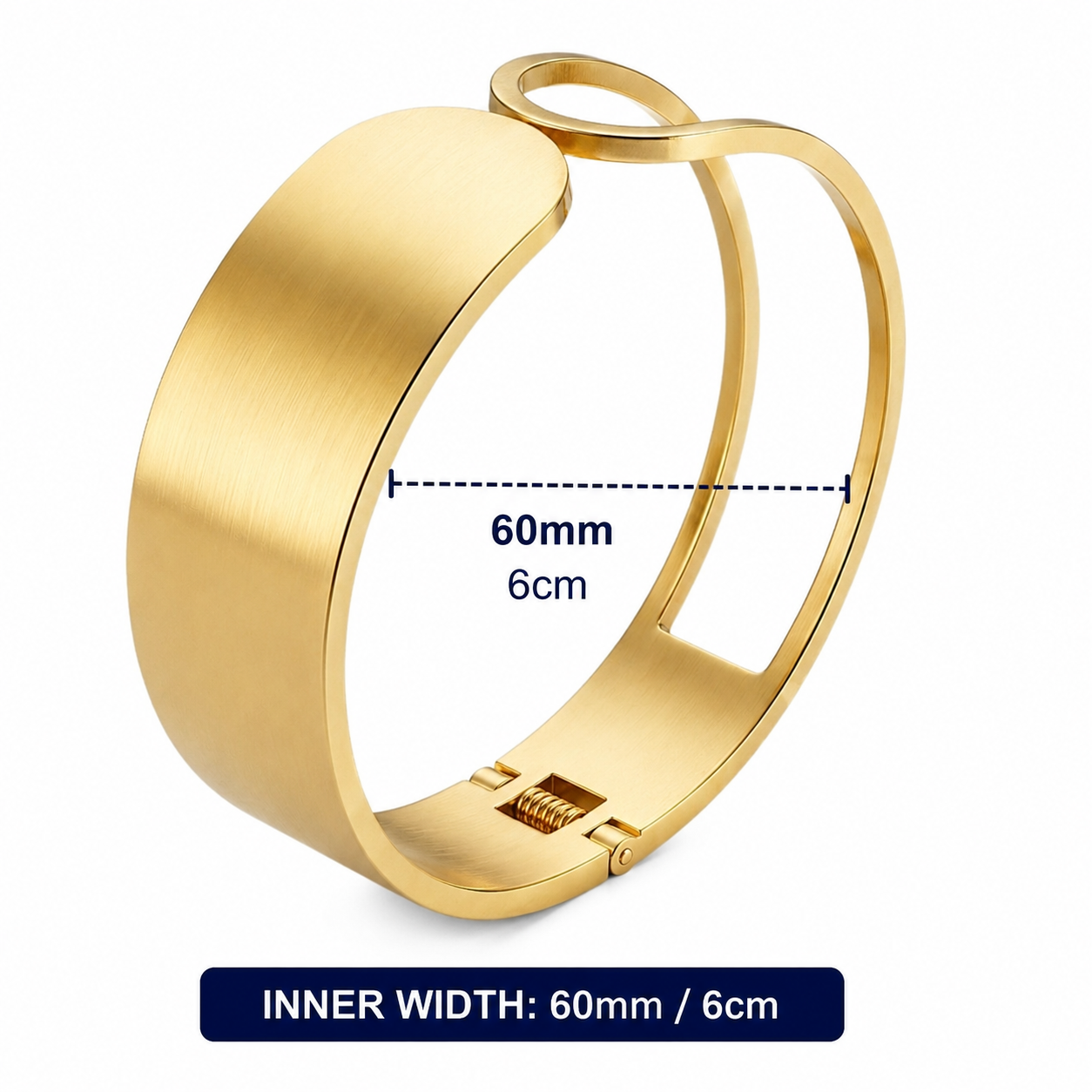 REYLVA Minimalist Gold Tone Wide Cuff Bracelet with Spring-Hinge Closure – product image 2