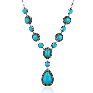 Long Turquoise Statement Necklace – Vintage Boho Pendant image 3