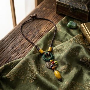 Long Statement Tassel Necklace – Boho Wooden Beads Style image 6