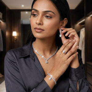 Luxury Crystal Jewelry Set – Necklace, Earrings, Bracelet & Ring Collection image 2