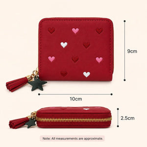 Heart Embroidered Zip Around Mini Wallet for Women & Girls image 2
