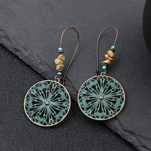 Baroque Boho Retro Antique Bronze Plated Monstera Leaf Waterdrop Earrings - Design 1 image