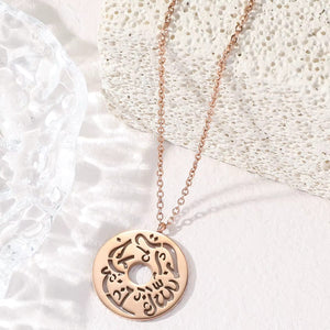 Stainless Steel Script Coin Pendant Necklace with Link Chain image 4