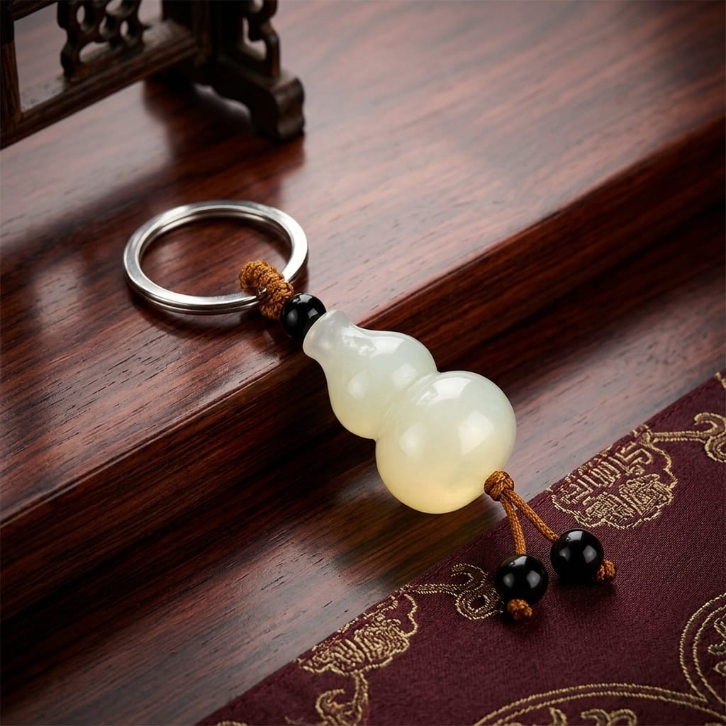 Feng Shui Glow In Dark Gourd Keychain – Lucky Charm Bag Pendant image 1