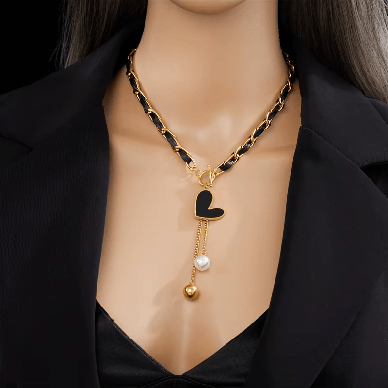 Non-Tarnish 316L Stainless Steel 18K Gold Plated Irregular Heart Pendant Necklace image 1