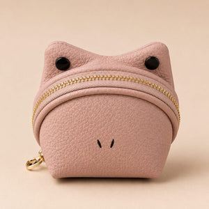 Cute Frog Coin Purse Keychain for Women & Kids | Mini Zip Wallet - Pink image