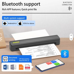 C80 A4 Portable Wireless Thermal Printer (Inkless, USB + Bluetooth) + A4 paper pack image 0