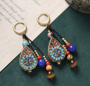 Handmade Enamel Turquoise Drop Earrings Vintage Boho Dangle image 10