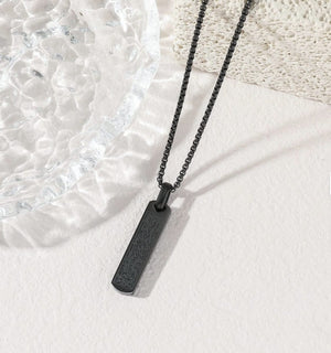 Rectangular Arabic Calligraphy Pendant Necklace – 316L Waterproof Stainless Steel Platinum Plated - Black image