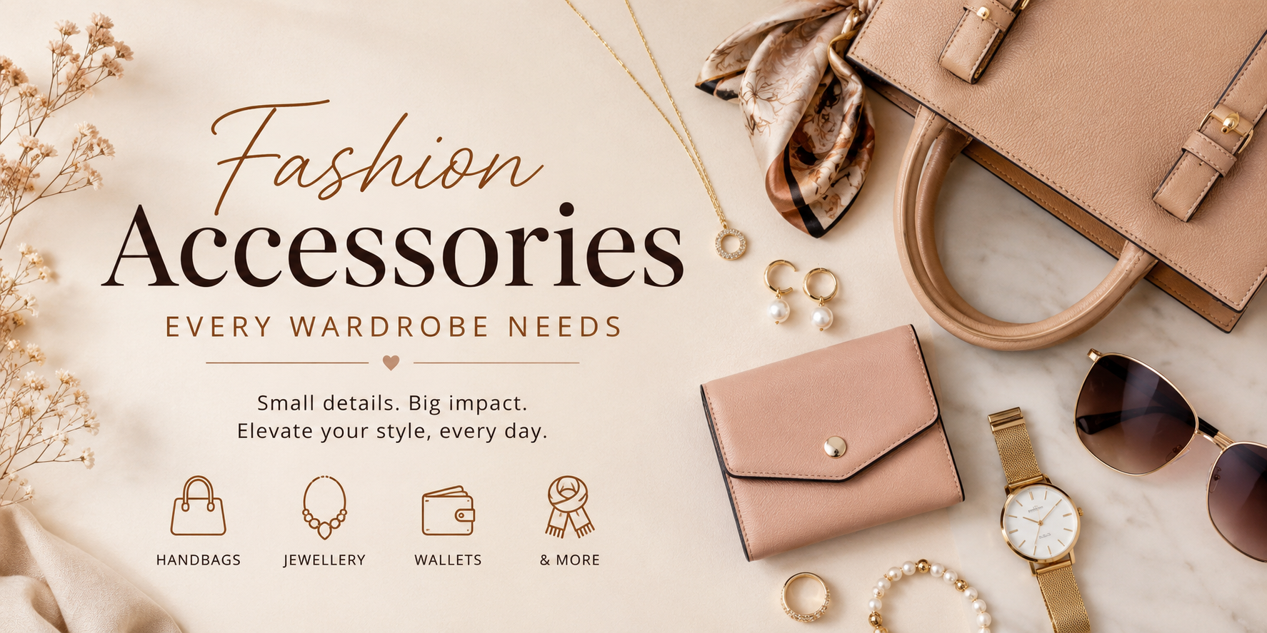 Fashion accessories and jewellery styled for an everyday wardrobe