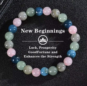 Natural Stone Beaded Bracelet Unisex Stylish Gemstone Jewelry - New Beginnings image