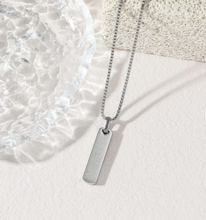 Rectangular Arabic Calligraphy Pendant Necklace – 316L Waterproof Stainless Steel Platinum Plated image 3