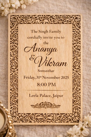 Personalized Wooden Wedding Invitation Card (Pre-Paid Order Only) - Design 3, 100 image