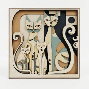 3D Layered Wooden Cat Wall Art Frame – Premium Home Decor for Living Room, Bedroom &amp; Gift image 1