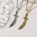 Scimitar Zulfiqar Sword Pendant Necklace – Stainless Steel Enamel Amulet Chain image 0
