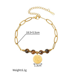 Bohemian Turquoise Beaded Bracelet Leather Cord Gold Chain Unisex image 4