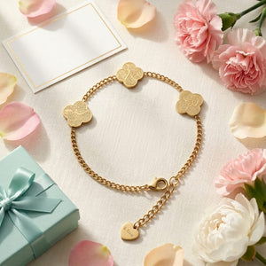 Islamic Gratitude Clover Bracelet – Arabic Calligraphy in Gold Stainless Steel - Silver image