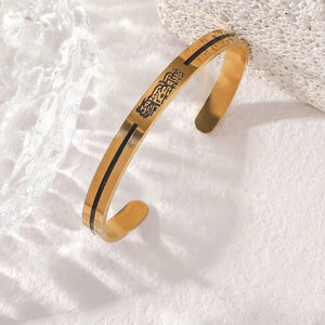 Stainless Steel Script Engraved Open Cuff Bangle Bracelet image 4