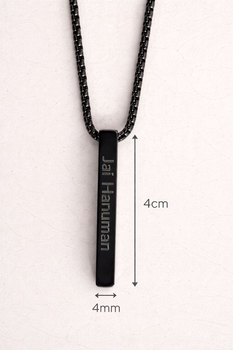 Personalized 4-Side Name Engraved Bar Pendant Necklace – Custom Jewelry (Prepaid Order Only) image 3