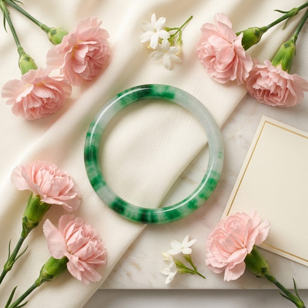 Premium Green Jade Stone Bangle Bracelet for Women – Elegant Natural Pattern Luxury Kada image 5