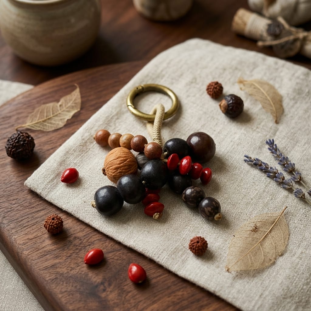 Bodhi Seed Tassel Keychain – Spiritual Wooden Bag Charm - Design 1 image