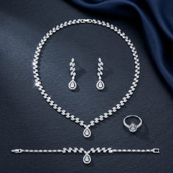 Luxury Crystal Jewelry Set – Necklace, Earrings, Bracelet &amp; Ring Collection image 0