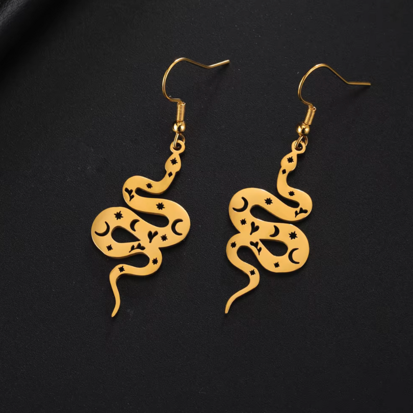 Gothic Snake Dangle Earrings | Stainless Steel Drop Design - Design 2 image