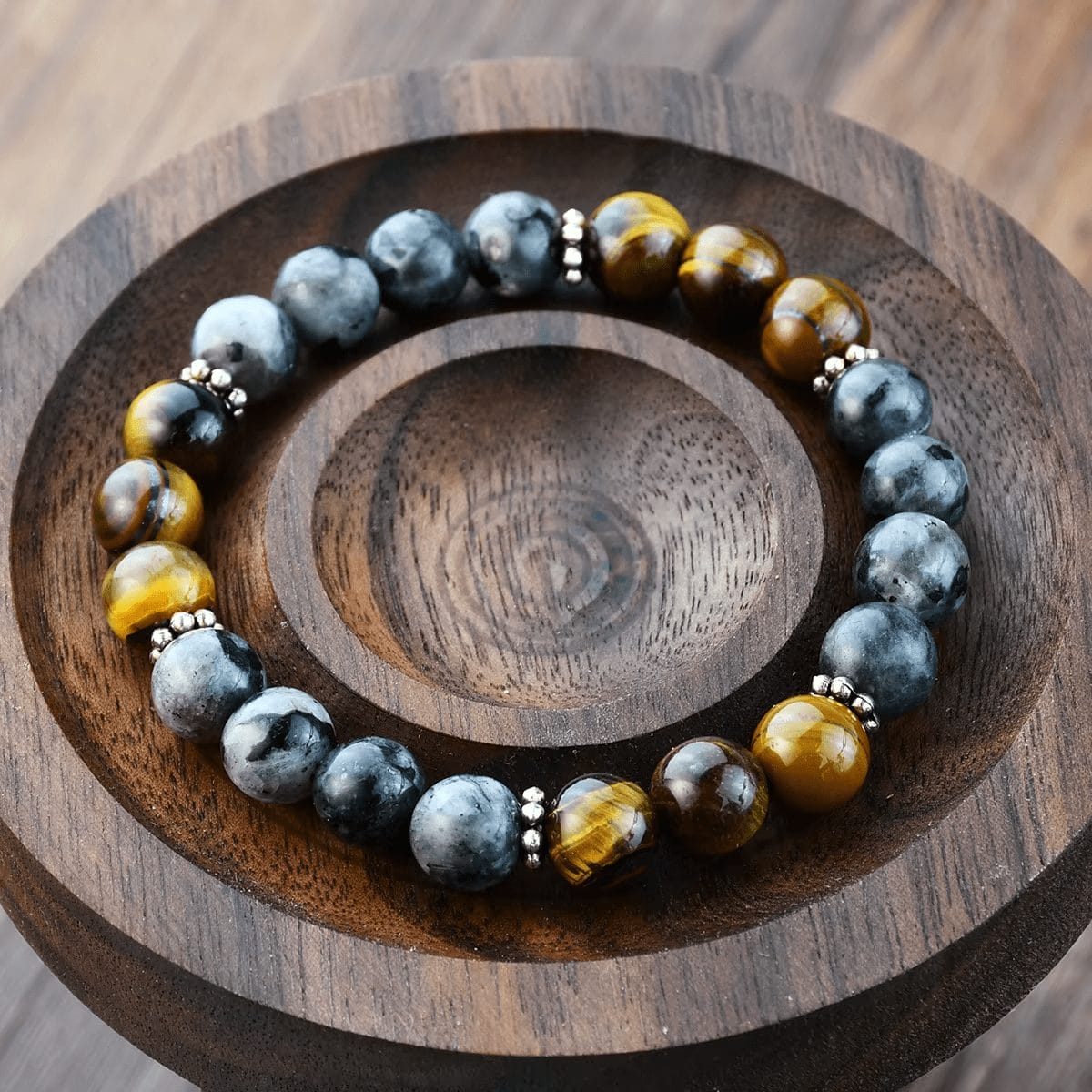 Tiger Eye and Turquoise Stone Beaded Bracelet Unisex image 3