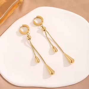 18K Gold Drop Necklace &amp; Earrings Set – Stainless Steel Jewelry image 4
