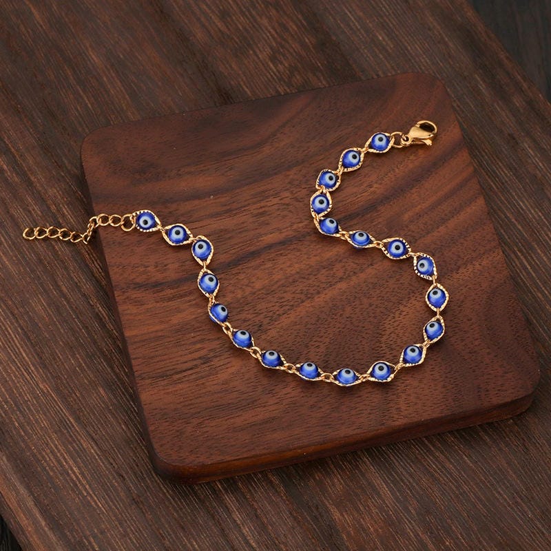 Gold Plated Evil Eye Beaded Bracelet – Protection Charm image 6