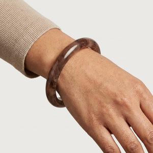 Premium Brown Jade Stone Bangle Bracelet for Women – Elegant Glossy Luxury Fashion Kada image 4