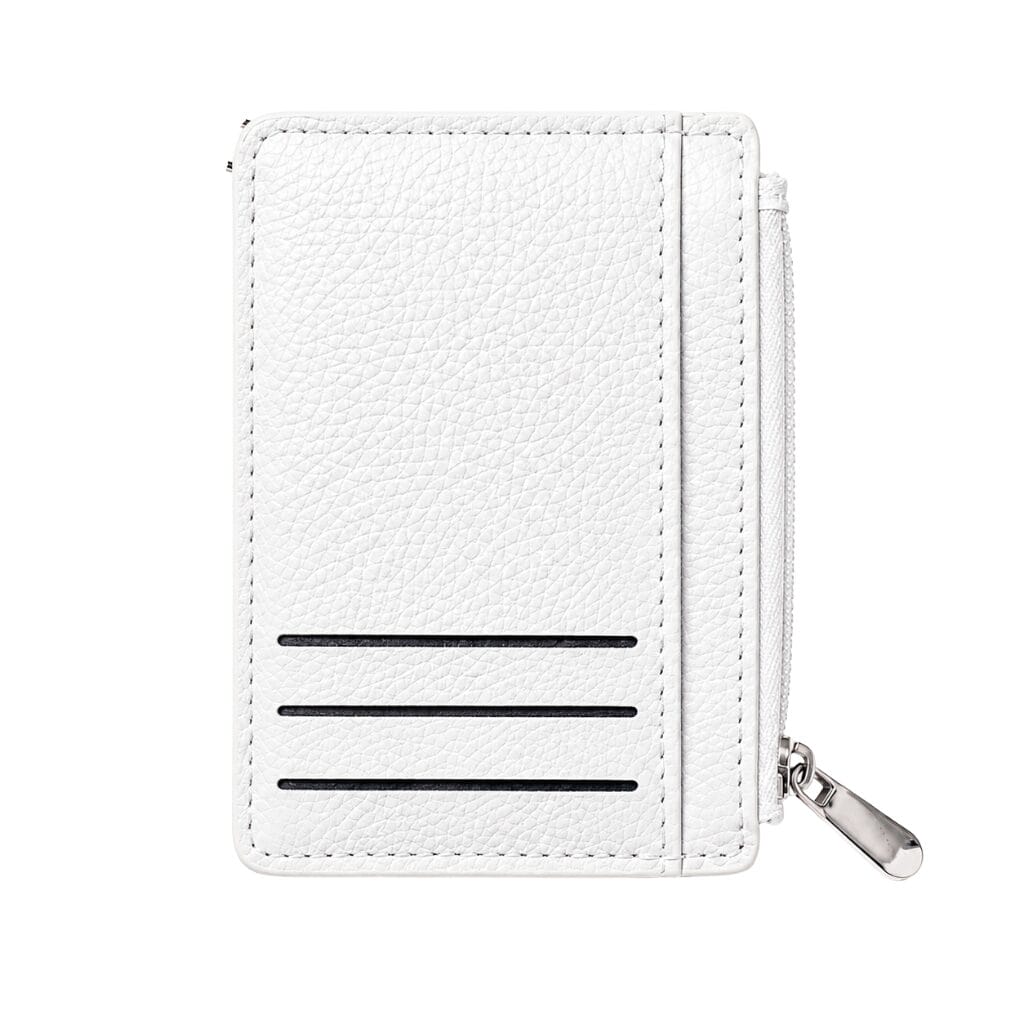 Slim Card Holder Wallet with Zipper Coin Pocket – Compact RFID Style Card Wallet for Women - White image