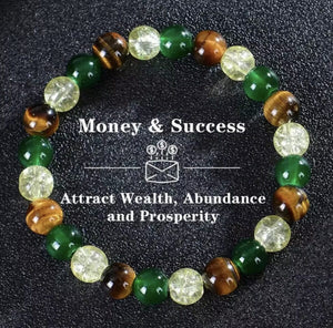 Natural Stone Beaded Bracelet Unisex Stylish Gemstone Jewelry - Money Success image