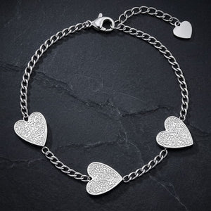 Ayatul Kursi Heart Charm Bracelet for Women – Islamic Stainless Steel Chain Bracelet in Gold Finish - Silver image